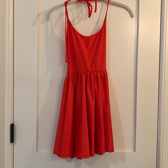 American Apparel Red Disco Halter Skater Dress